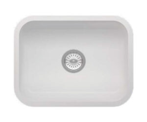 Artic White Single Kitchen Sink center drain